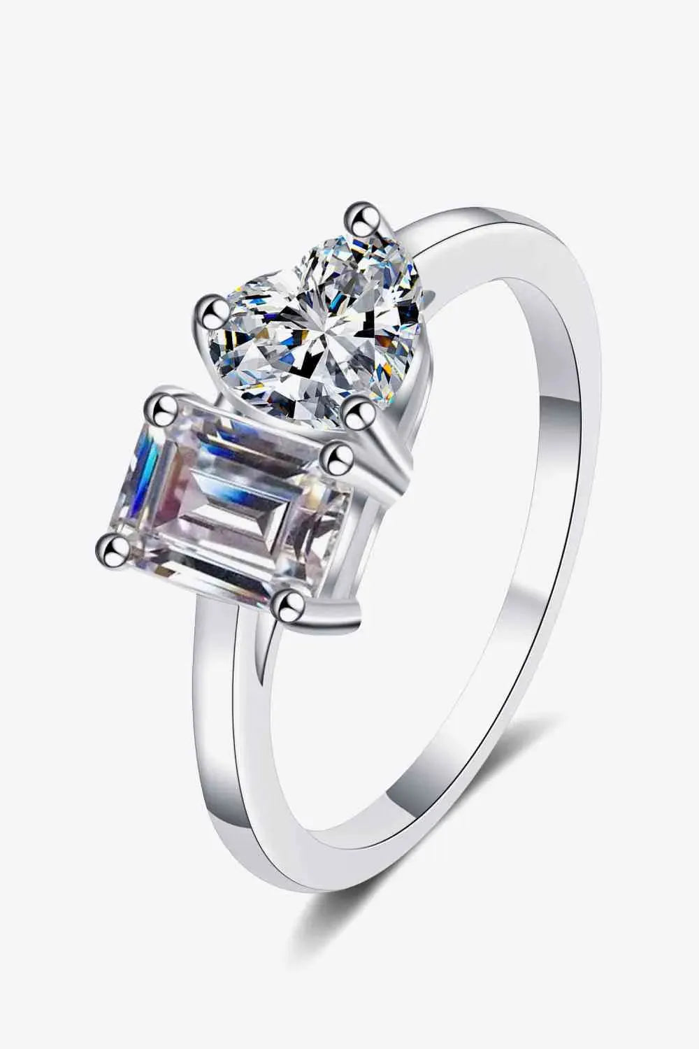 Rhodium-Plated 2 Carat Moissanite Ring Moissanite - Tophatter Daily Deals